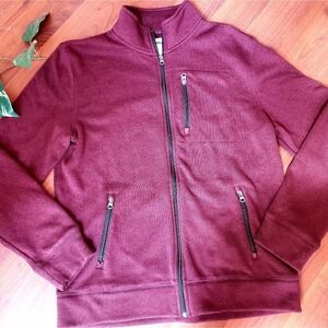 Sonoma Multi Zip Burgandy Sweater Large